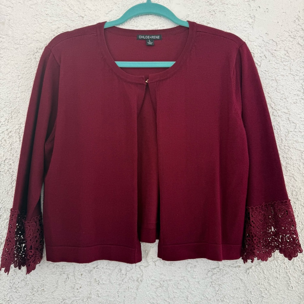 Chloe K Burgundy Knit Cardigan